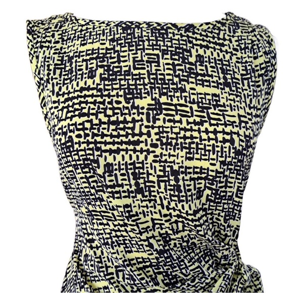 DIANE von FURSTENBERG New Della Crepe Yellow Black Tie Waist Lily Dress NWOT - Picture 8 of 14